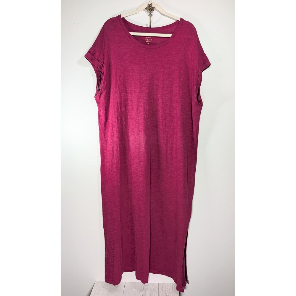 Natural Life Frankie Knit Tee Midi Dress Berry Pink Cotton Slub Size Medium